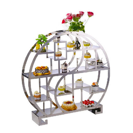 S-grid circular antique stainless steel display rack